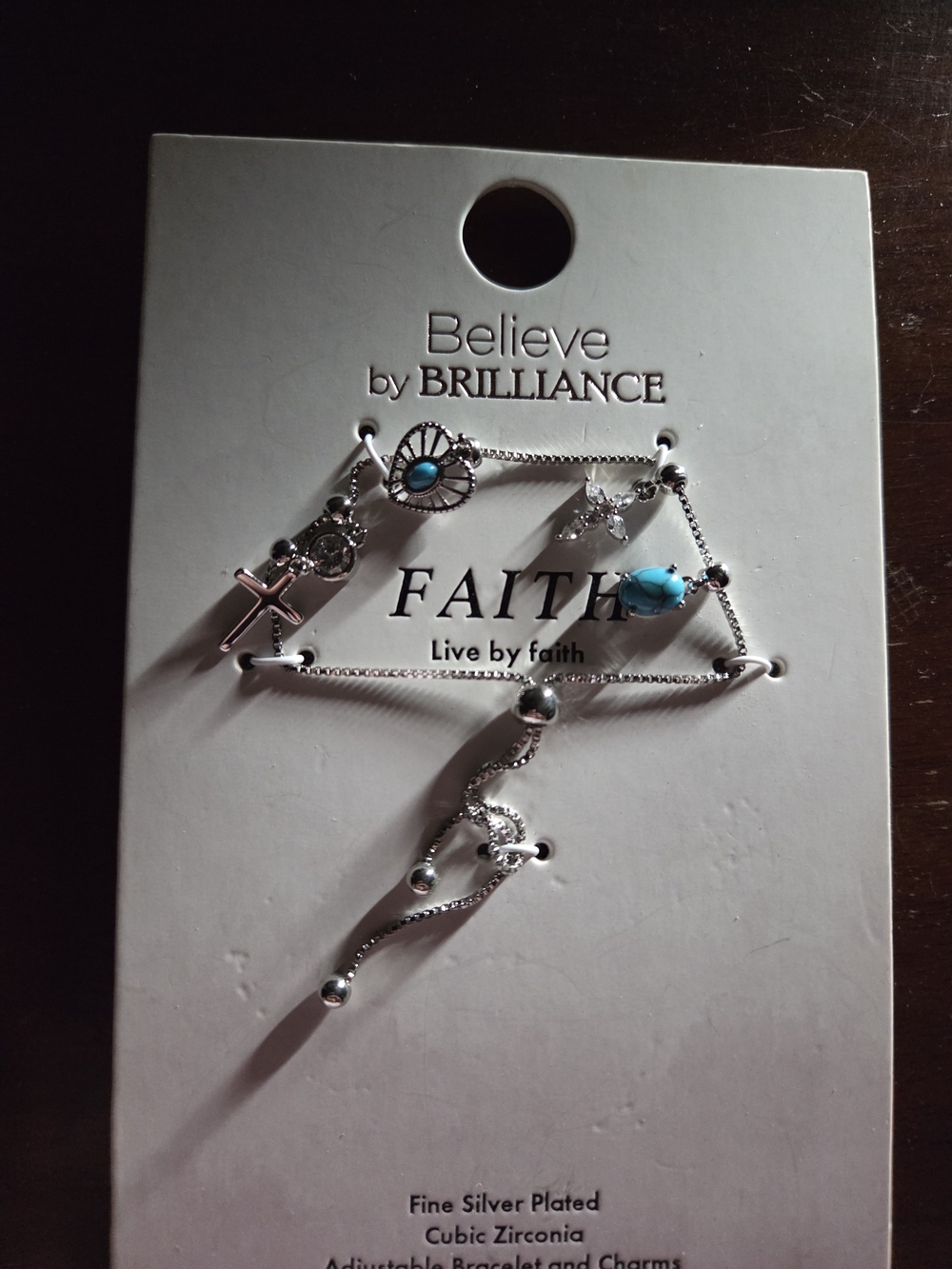 Faith Silver-Plated Bracelet with Turquoise Accents